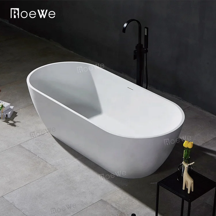 Oval Shape Artificial Stone Bathtubs Solid Surface Freestanding Bathtub Resin Cast Stone Bath Tub Soaking Matt Tubs