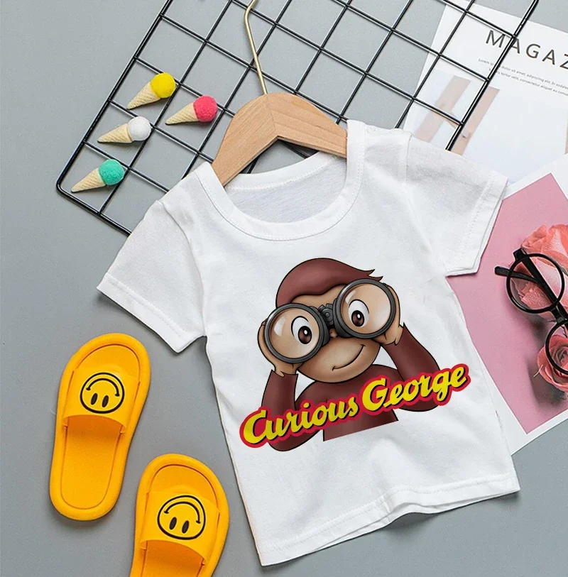 Curious George Cartoon Print T-Shirt for Kids Funny Monkey Top for Baby Boys And Girls Children's Clothing by Hot Sale 2026