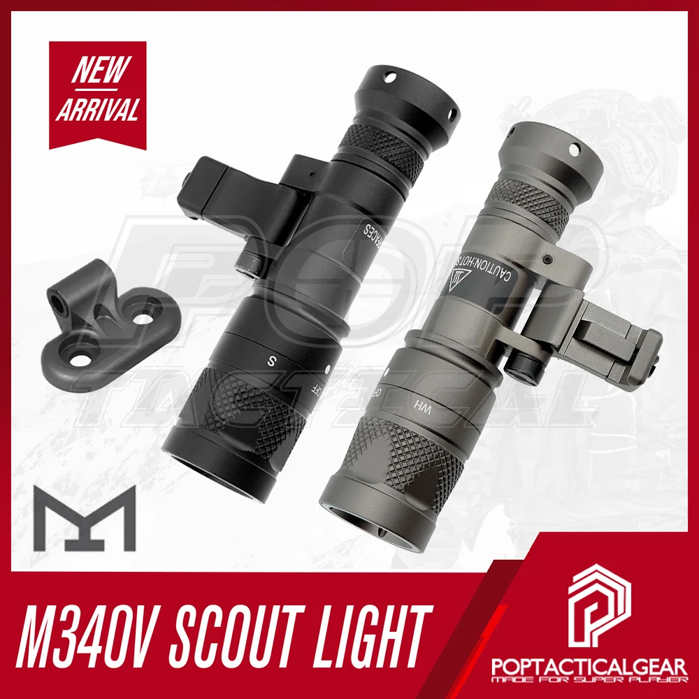 M340V Mini Scout Light Tactical Flashlight Strobelight Mini Infrared Scout Light Pro with MLOK Adapter with 20mm Picatinny Rail