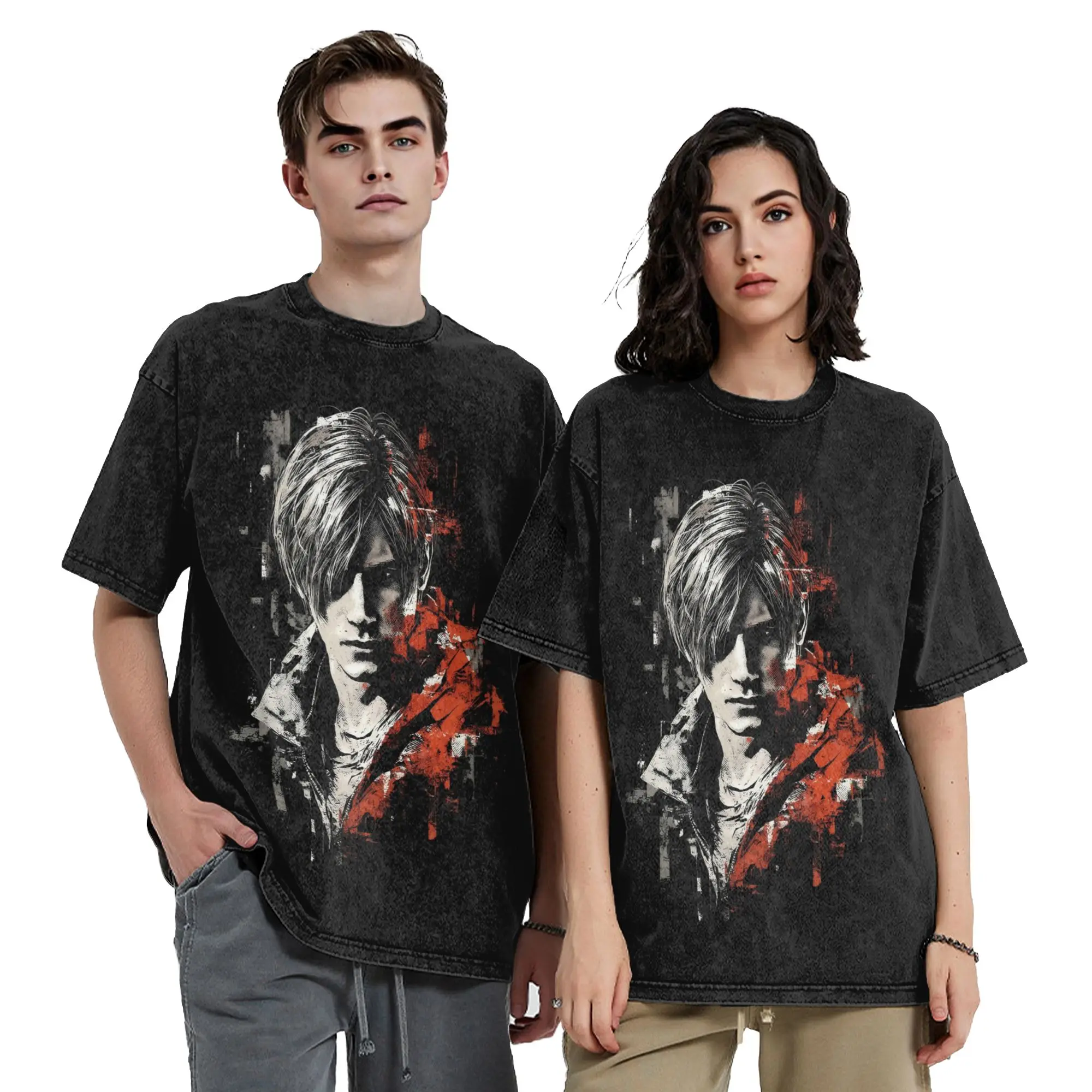 Leon S Kennedy Residents Evils 4 T Shirt Hip Hop Washed Cotton Oversize T-Shirts Retro Men Women Tops Streetwear Tee Shirt