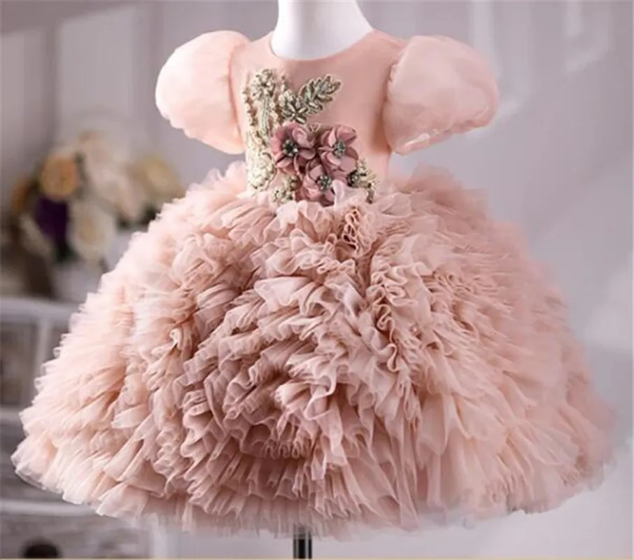 Robe Tutu à volants en tulle pour bébés filles, robes à plusieurs niveaux, gonflé, rose, fête, spectacle, anniversaire, tout ce qui est 1-14 ans, nouveau