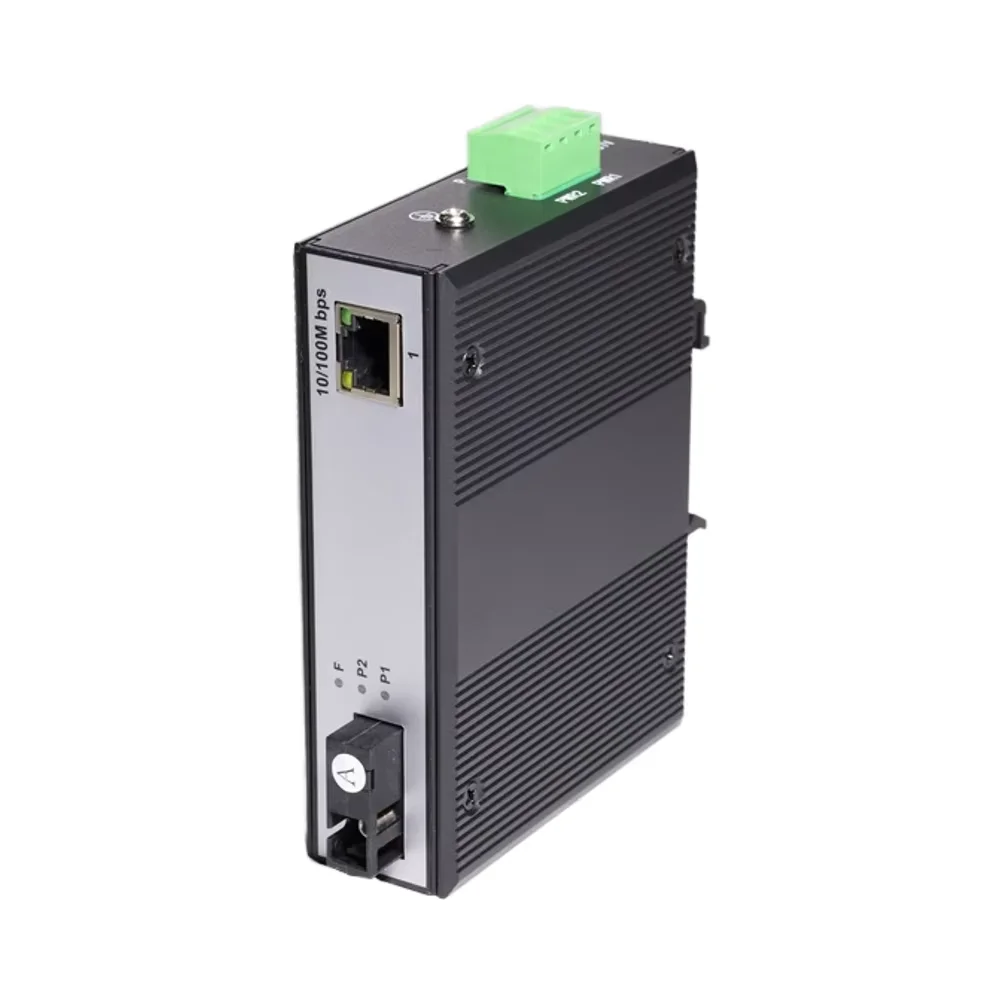 hit productIndustrial 1 Fiber SC 1 Port 100Mbps Ethernet Switch  DIN-Rail Fiber Optic Industrial Media Converter