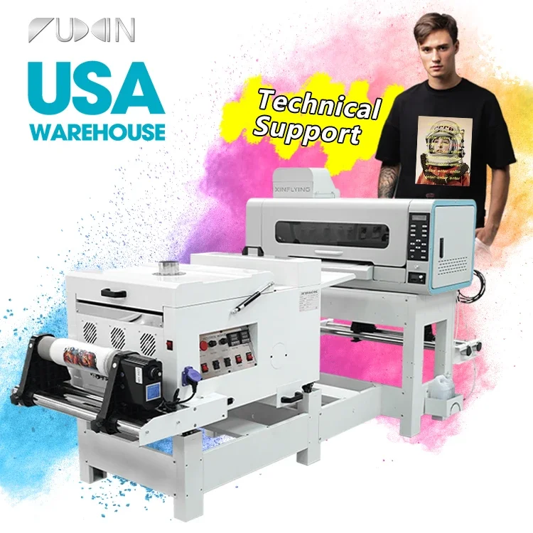 USA Warehouse DTF Printer A2 Printing Machine Set Dual I3200/4720 Heads & Shake Powder 16Inch for T-shirt Fabric Cloth Impresora