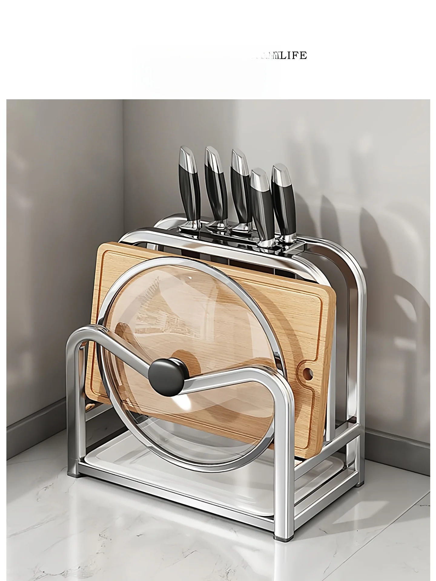 

Многофункциональная кухонная полка Tlife из нержавеющей стали с держателем для ножей и разделочной доски