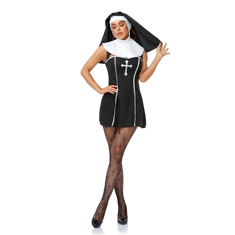 Halloween Cosplay Scary Nun Fancy Masquerade Costume All Souls Day Nun Costume