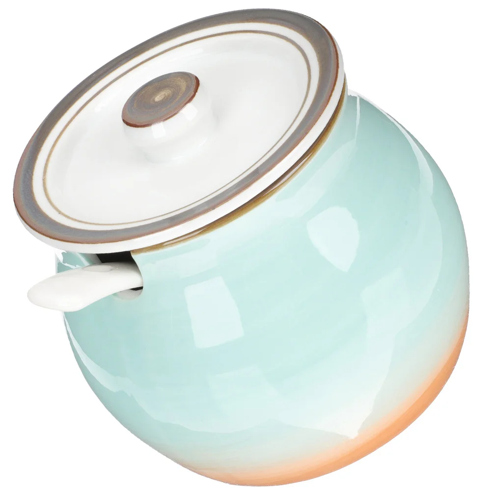 

Ceramic Storage Jar Sugar Container with Lid Spoon Condiment Spice Holder Kitchen Canister Ceramic Jar Sugar Jars for Kitchen