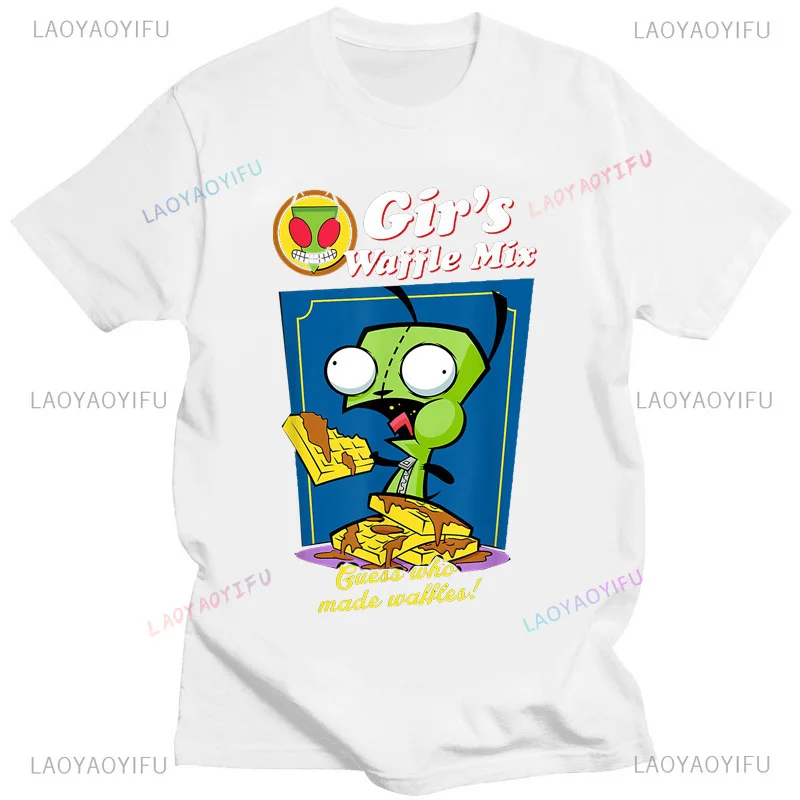 Camiseta con estampado de Zim Invader Gir para hombre, camisa Retro de algodón con imagen de Zim, ropa de calle a la moda