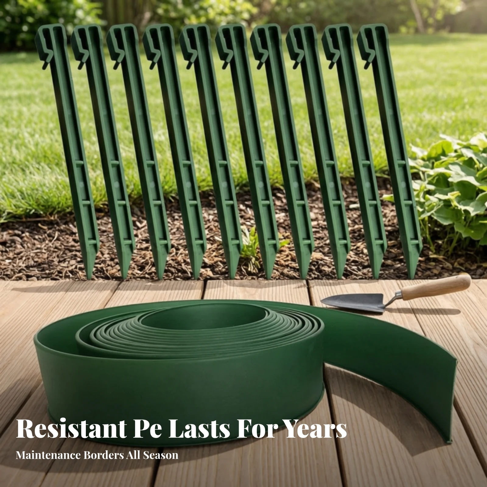 T-Shaped Garden Edging Strip Flexible Rolled Edging with Installation Stakes Rust Resistant for Lawn Borders