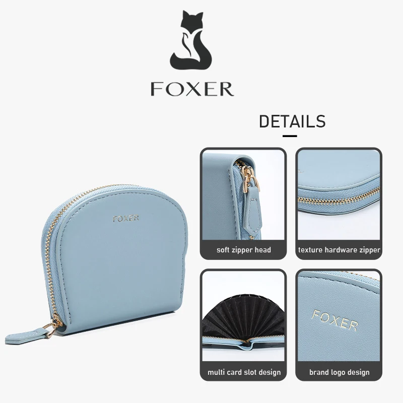 FOXER Dames Mini Portemonnee Mode Halfronde Anti-diefstal Rits Portemonnee Multifunctionele Vrouwelijke Kaarthouder Opbergtas
