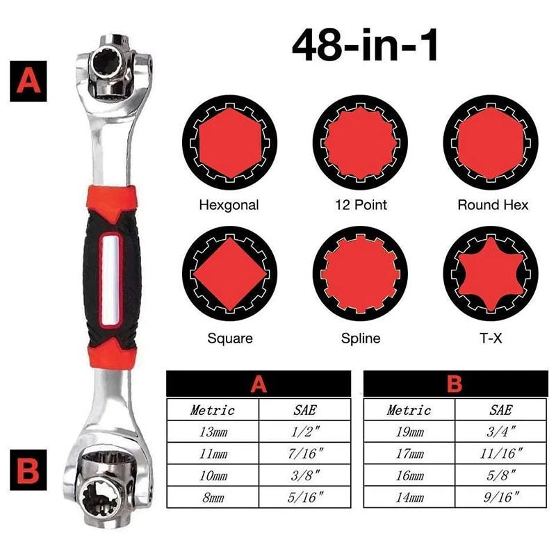 Eight-In-One Multi-Function Socket Wrench Universal Wrench Universal Rotating Multi-Head Wrench Dog Bone