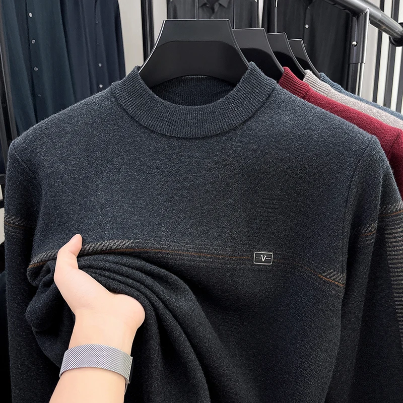 

Warm Round Neck Sweater Men's Autumn and Winter Casual Knitted Base Sweater