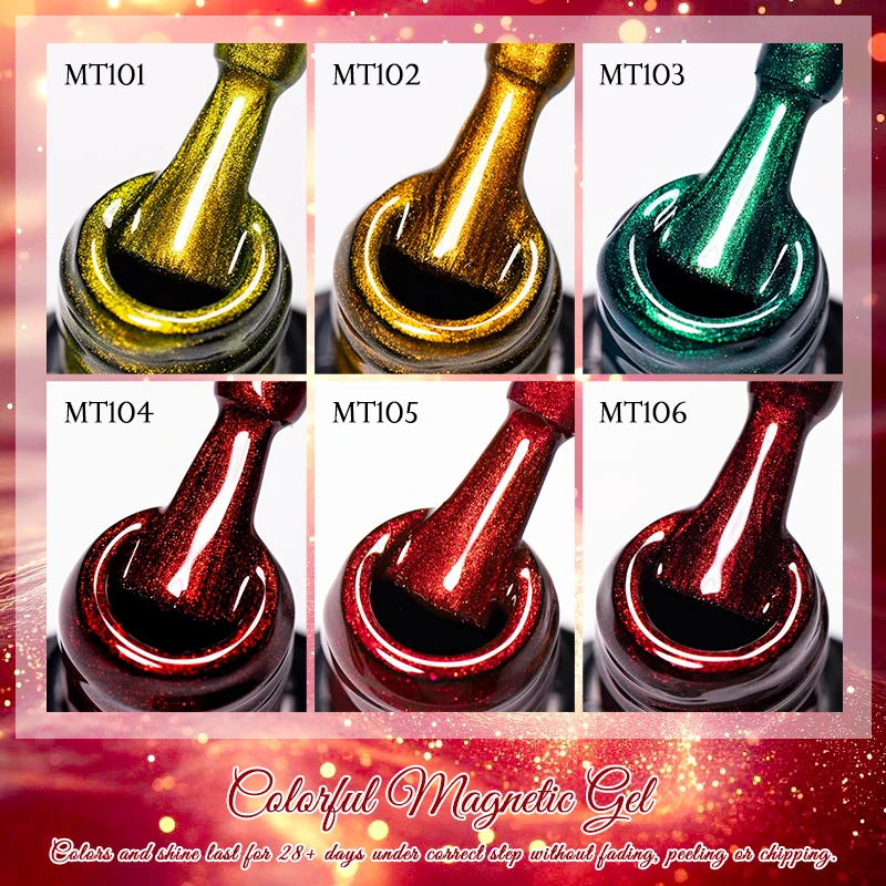 7 ml Shine Red Winter Christmas Cat Magnetischer Gel-Nagellack Highlight Sparkling Glitter Semi Permanent Soak Off UV-Gel-Lack