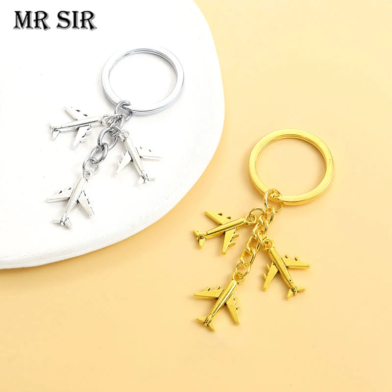 1pc Airplane Model Metal Keychain Alloy Aircraft Charms Keyring For Men Boy Women Trendy Backpack Car Key Pendant Gift Wholesale