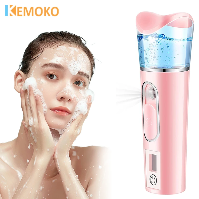 

Nano Facial Steamer with Moisture Tester Mist Spray Water Moisturizing Hydrating Humidifier Face SPA Sprayer USB Rechargeable