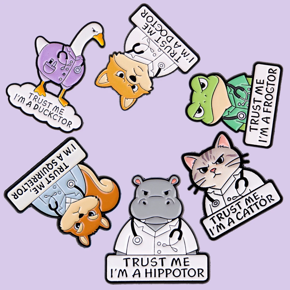 

6pcs/set Trust Me I'm A Doctor Enamel Pin Shiba Inu Brooches For Lapel Pins Badge on Backpack Accessories Fashion Jewelry Gifts