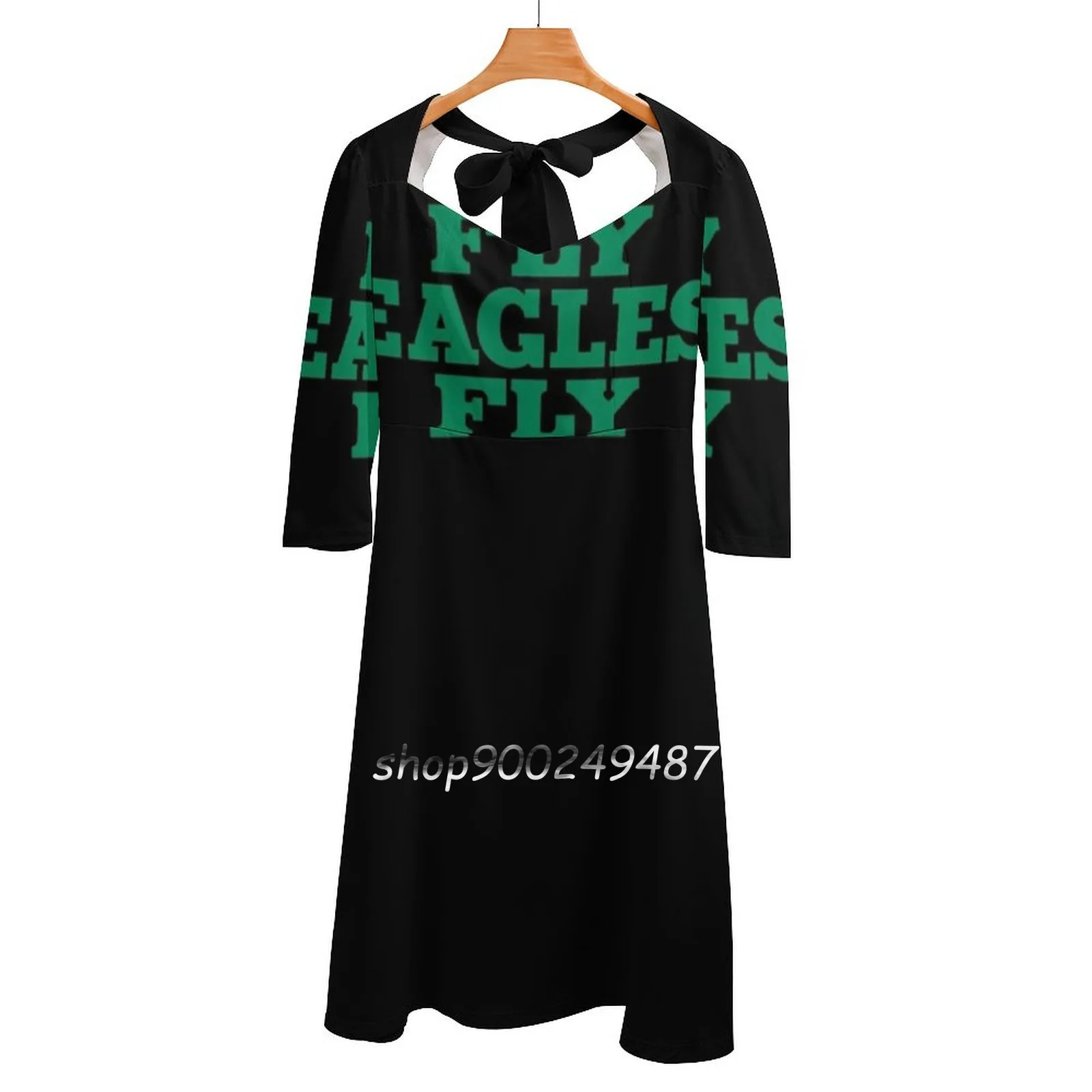 

Fly Fly Philadelphia Lovers Go Philly! Flare Dress Square Neck Dress Elegant Female Fashion Printed Dress Fly Eagle Flying Bird