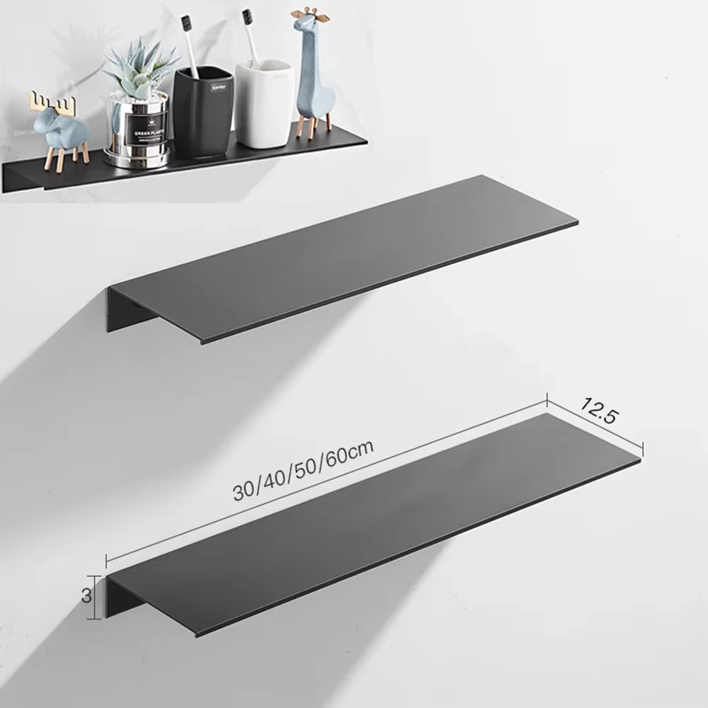 

30/40/50CM Bathroom Shelf Aluminum Floating Shelves for Wall Mounted Shower Organiser Kitchen Storage Rack Bathroom 2030