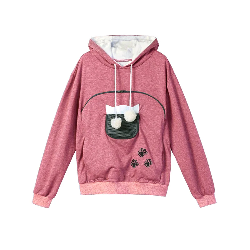 Womens Pullover Hoodies Mesh Zipper Large Pocket Hoodie For Cat Dog Kangaroo Hoodie Sweatshirt Winter Man Home Wear Oversize 3XL