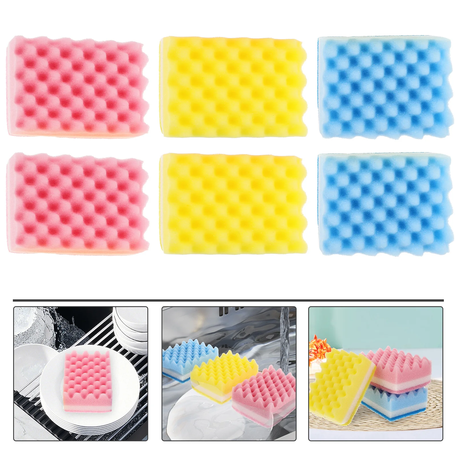 6pcs Heavy Duty Multi-Use Cleaning Sponges Non-Scratch Eraser Sponge Scrubbing Dish Sponges Use for Kitchens Bathroom Car