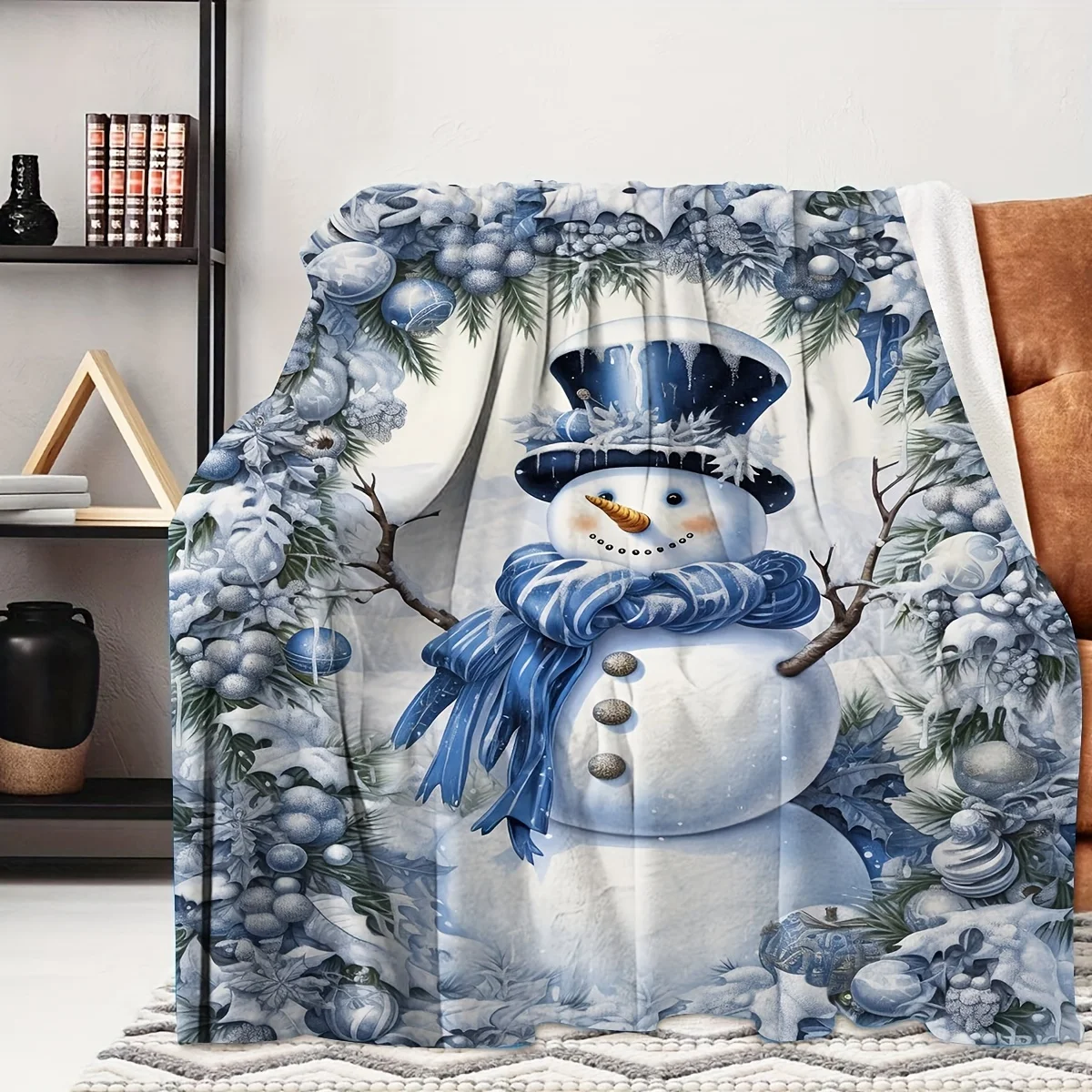 Cute Snowman Christmas Throw Blanket Winter Holiday Fleece Cozy Couch Decor Gift Plush Seasonal Xmas Decor for Home