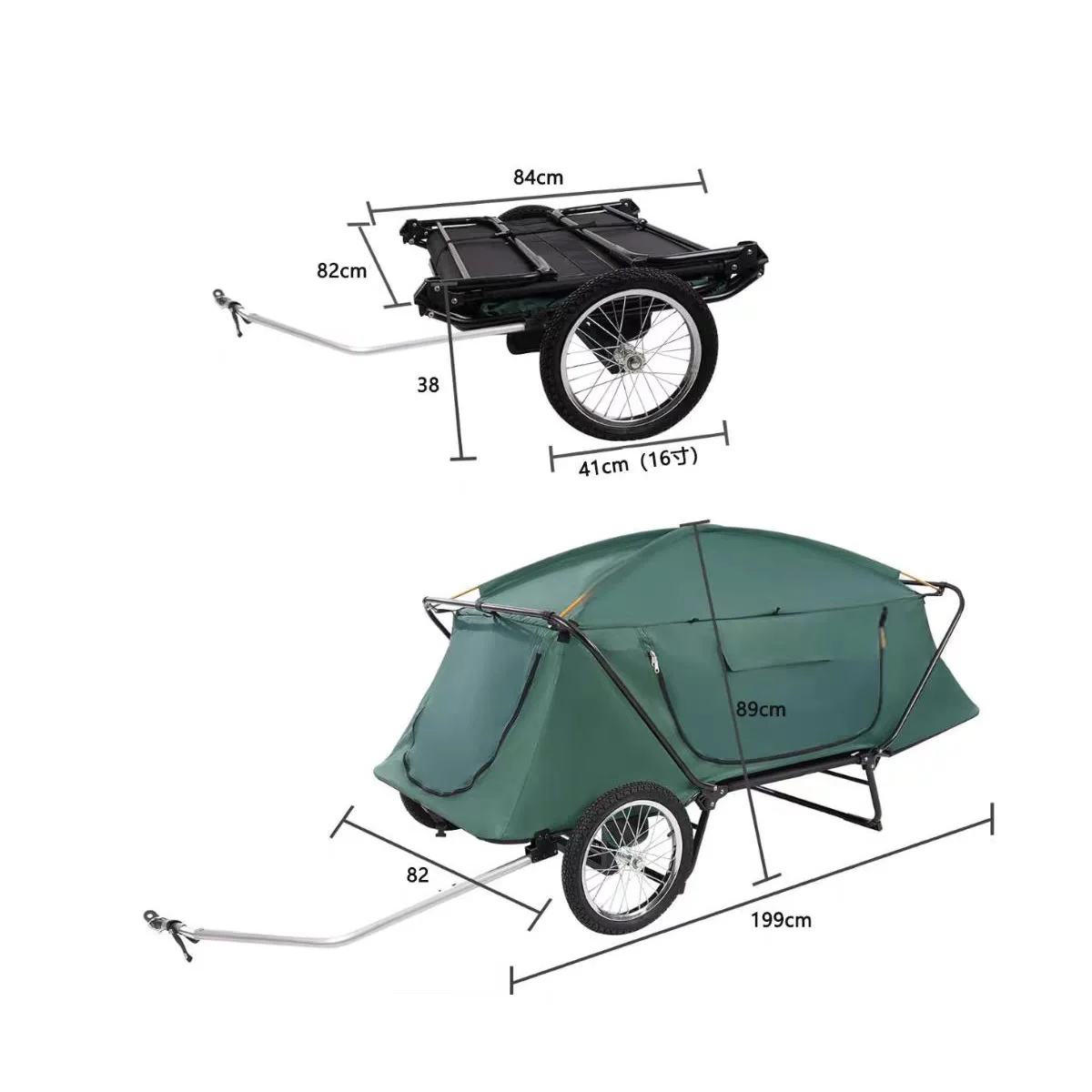 

Electric Bike Mountain Bike Camping Trailer, Outdoor Camper Vehicle, Cycling Camping Equipment Off-Ground Tent