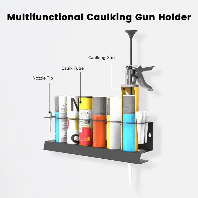 Caulking Tube Rack Metal Grease Tube Rack Wall Mounted Sealant Organizer Hand Caulking Tube Rack Caulking Tool Organizer Holds