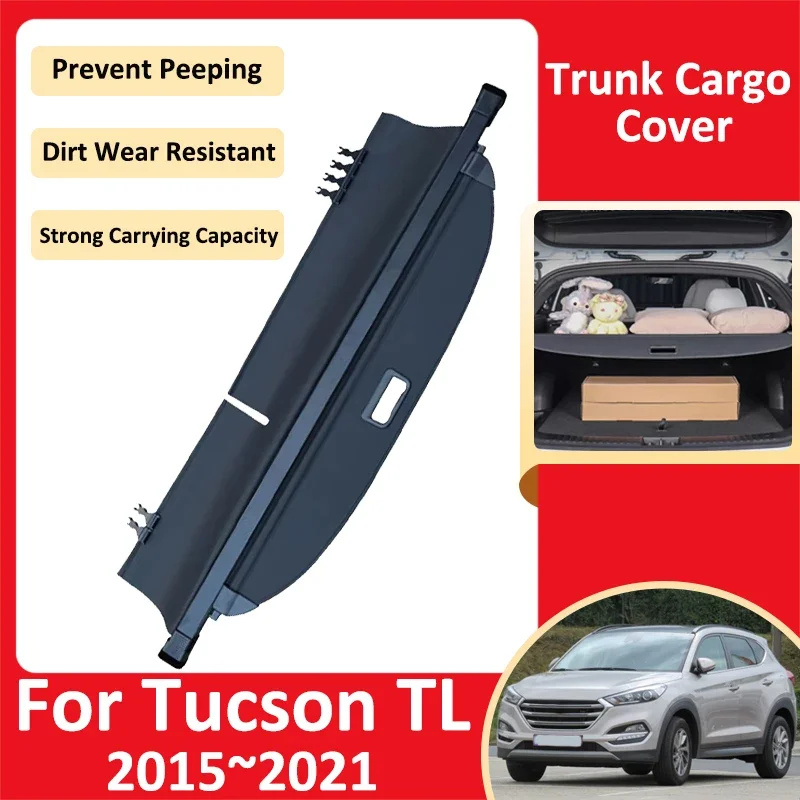 Car Trunk Curtain For Hyundai Tucson TL 2015~2021 Luggage Storage Adjustable Partition Protective Privacy Cover Auto Accessories