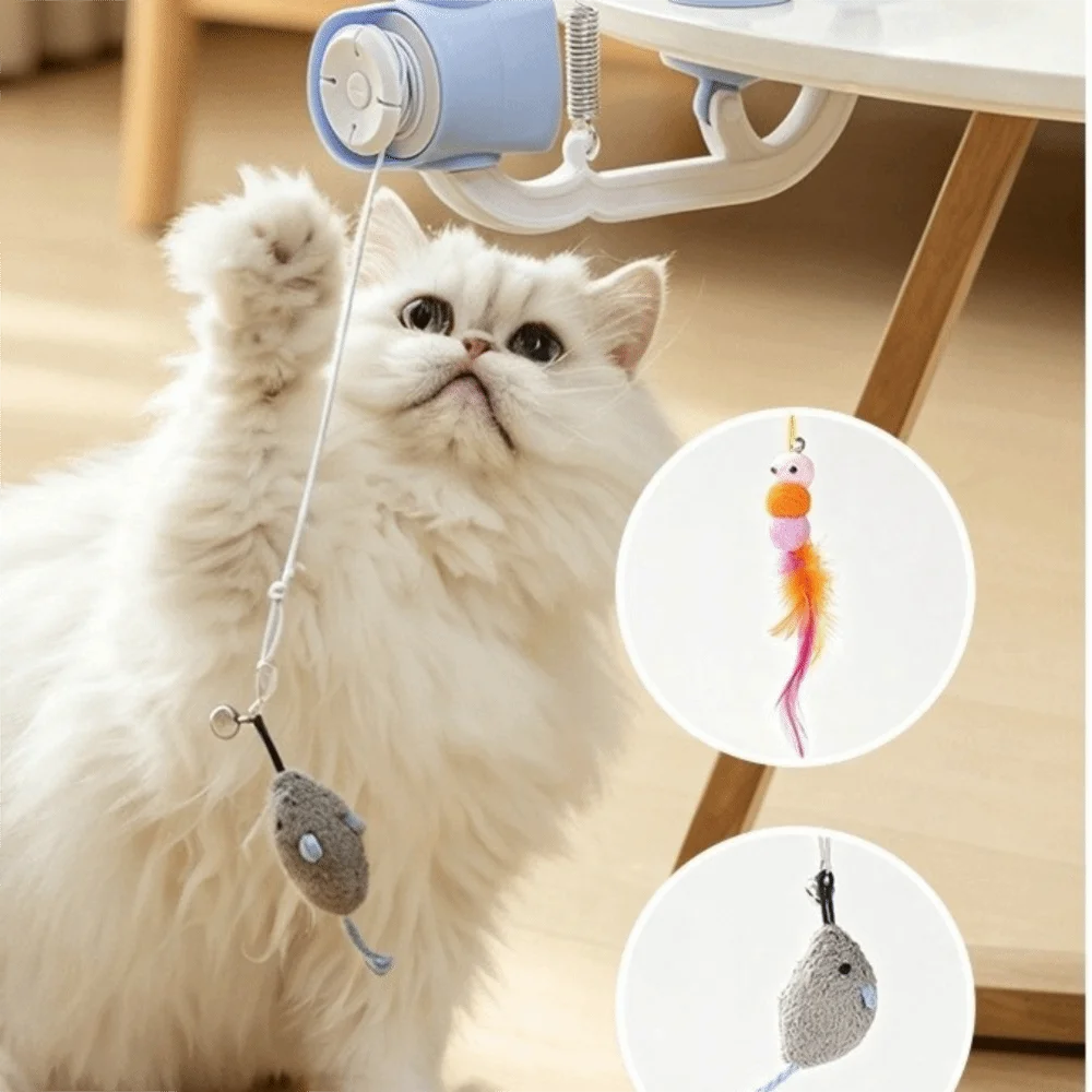Auto Swing Hanging Door Cat Elastic Auto-Rebound Automatic Lifting Cat with Mouse Pendant Retractable Kitten Teasing