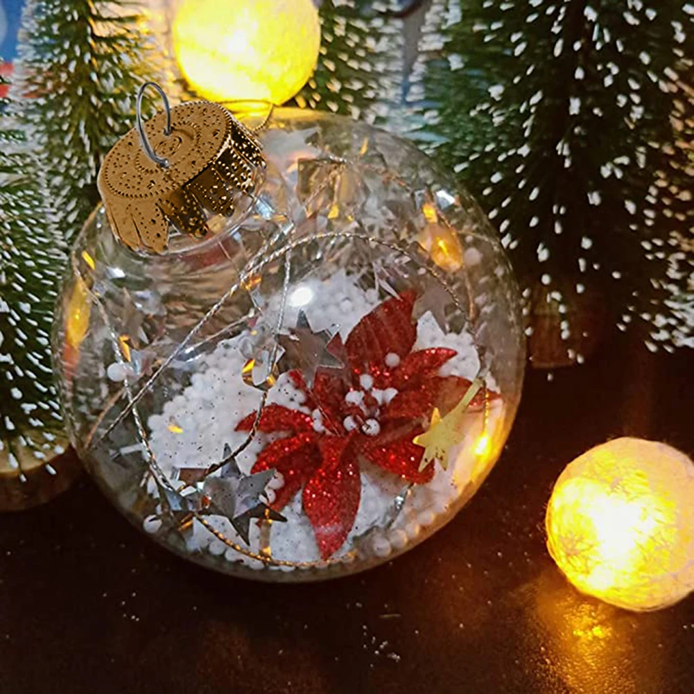 Hanging Ball Christmas Decoration Plastic Simulation With Lid 6cm/8cm/10cm Transparent Christmas Ball Drop Ball