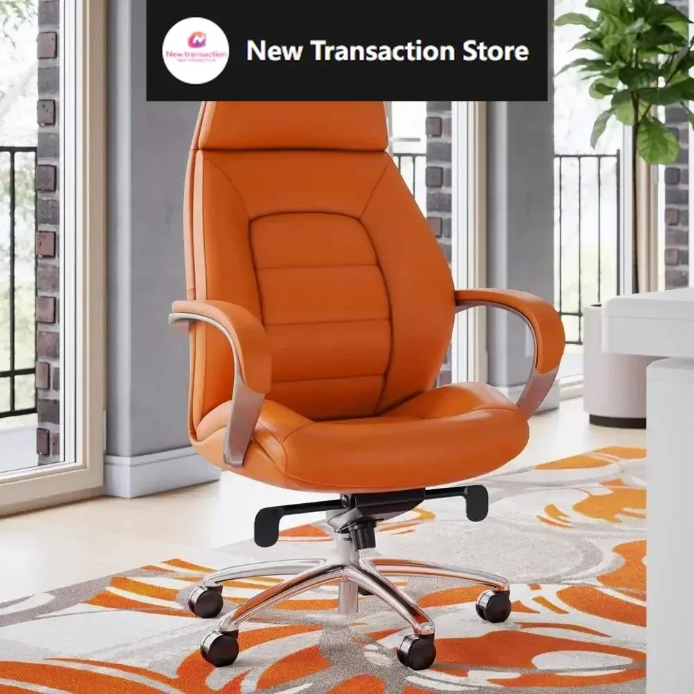

Furniture Gates Genuine Leather Aluminum Base High Back Executive Chair - Orange