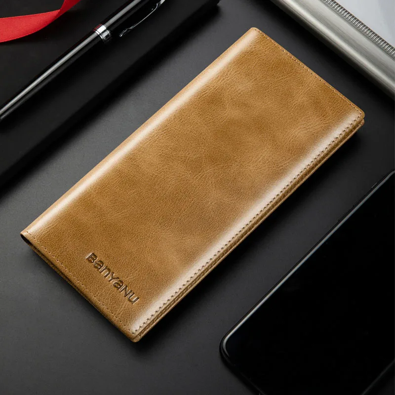 

Leather wallet Men's cowhide ultra-thin anti-theft card swiping multi-functional long wallet handbag zipper wallet wallet purse