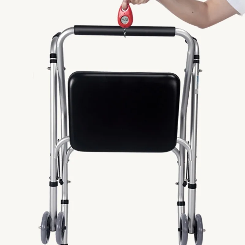 Assento dobrável de duas rodas para idosos, auxiliar de mobilidade, auxiliar de mobilidade, não instalação, muletas de quatro pernas necessárias, impermeável, conveniente, Senior Walker