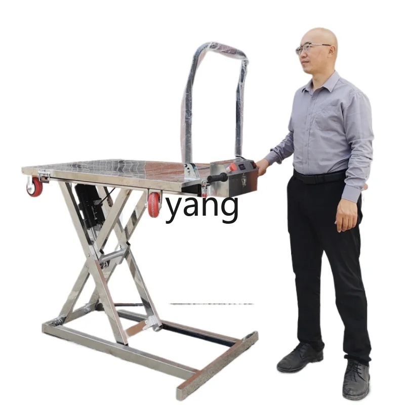 

YJQ electric hydraulic lift flatbed truck construction site electric handling cart warehouse loading and unloading