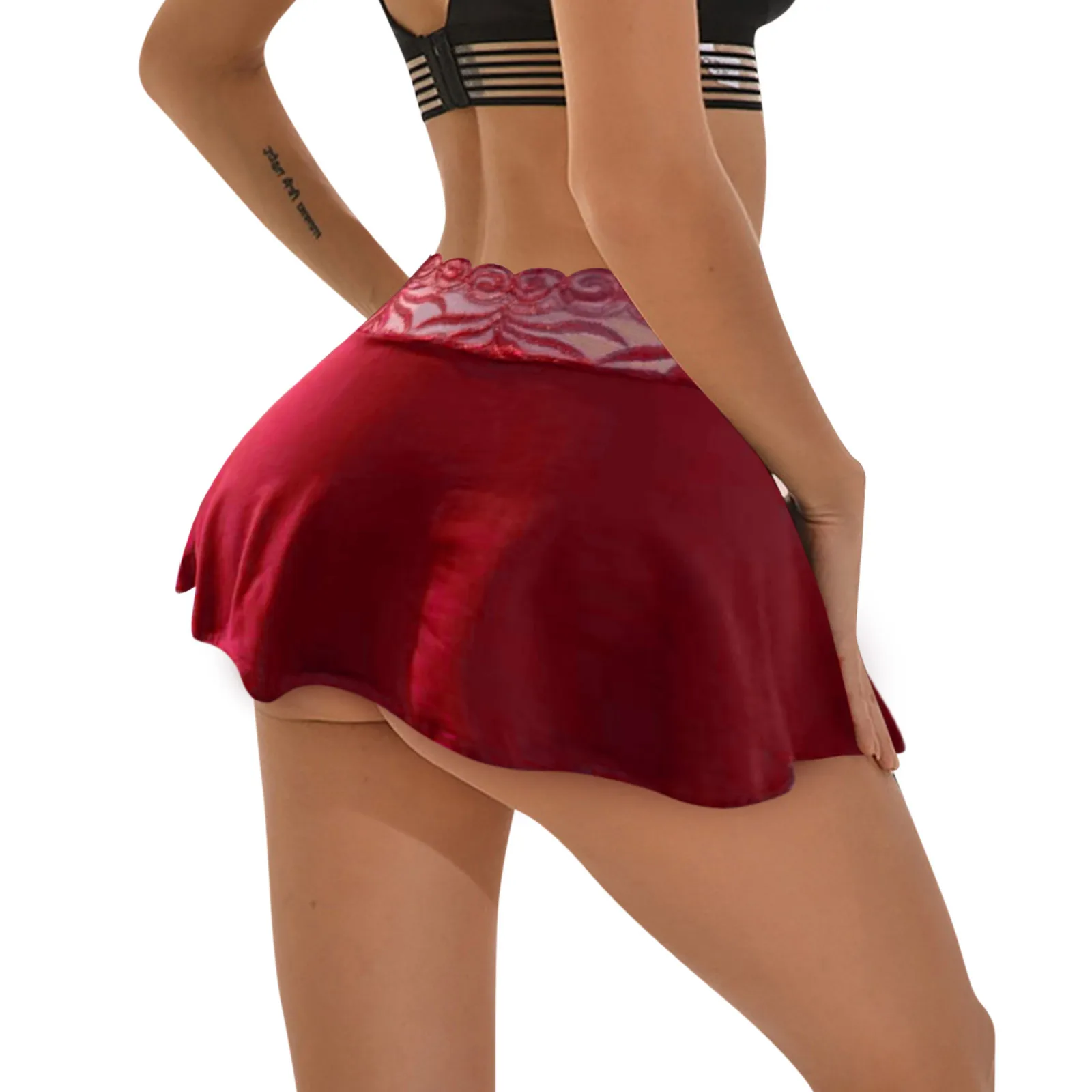 

Sexy Lace See-Through Skirt Women's Dancing Girl Party Night Club Mini Skirts Nightwear Minifaldas Plisadas Sexys Para Mujer