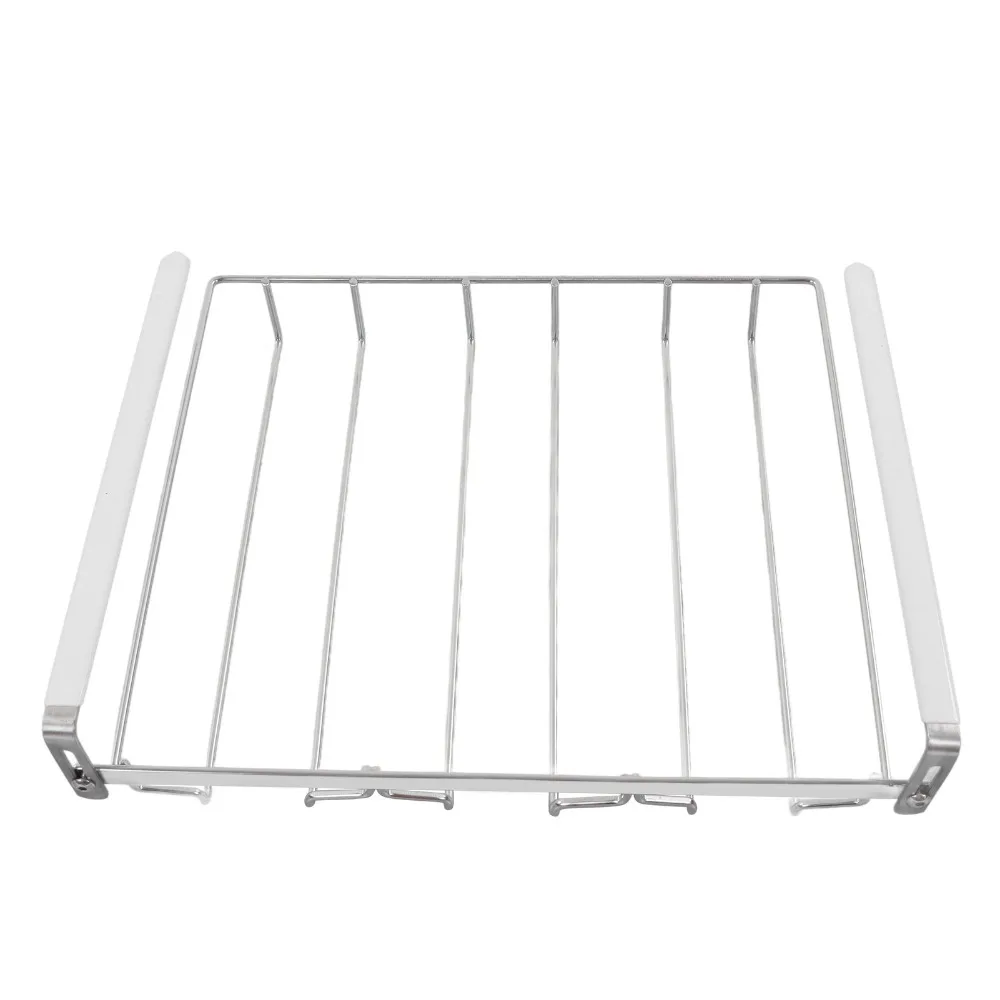 304 Stainless Steel Wine Glass Rack No-Drill Design 13.39×11.02×2.76in Stemware Storage Rack Wall Mount Goblet Storage Shelf