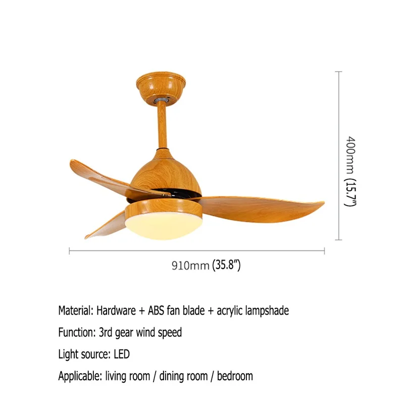 TYLA Simple Ceiling Fan with Light Remote Control Contemporary LED Lamp for Home Dining Room Bedroom