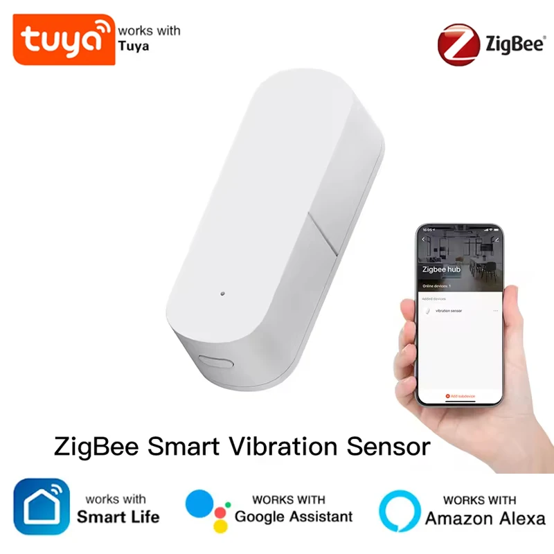 MOES Tuya Zigbee Smart Vibration Sensor Detection,Tuya Smart Life APP Notification,Real-Time Motion Shock Alarm,History Record