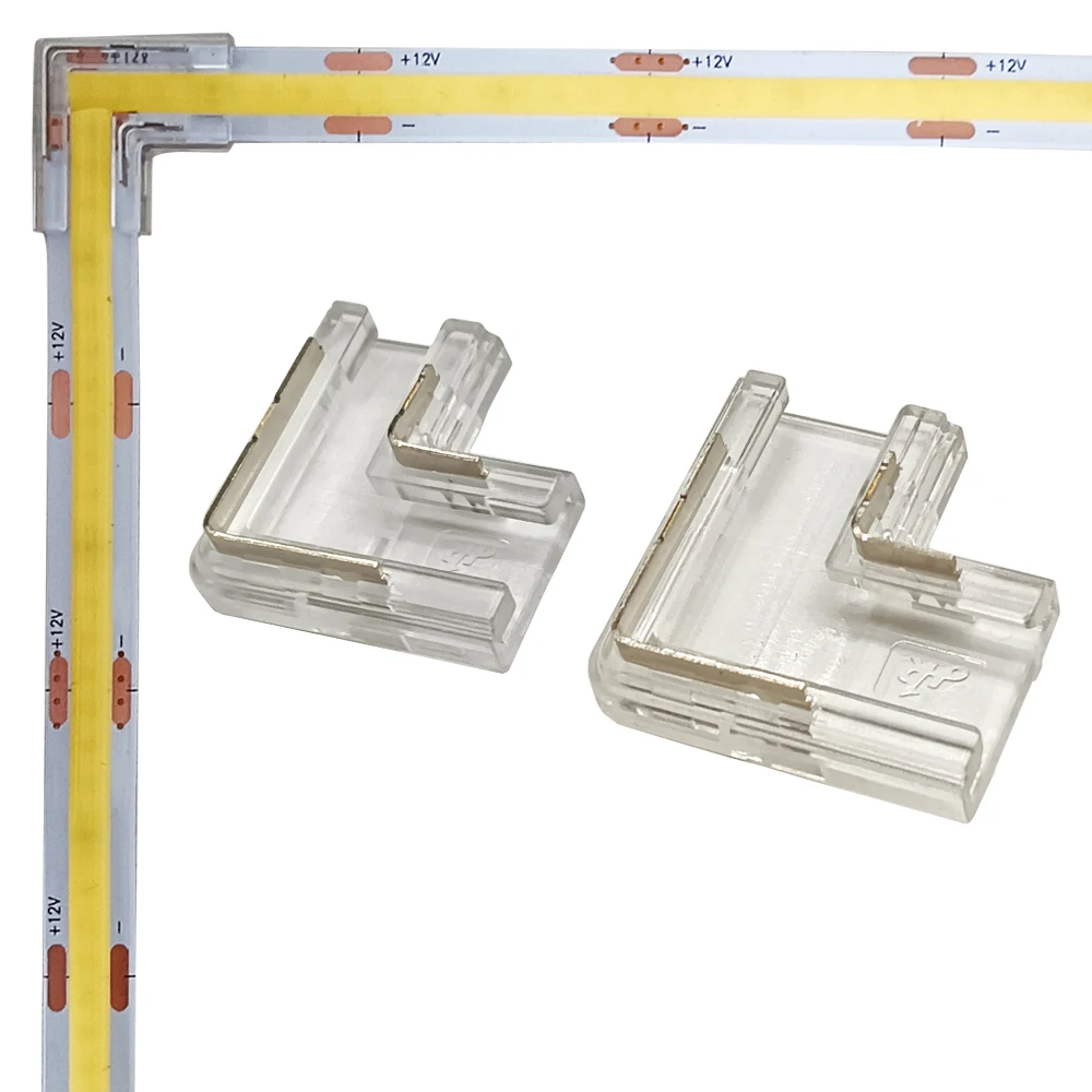 2pin L Shape COB LED Strip Right Angle Corner Connectors For 8/10mm IP20 Tape 90 Degree Free Soldering Quick Easy Connecting Kit