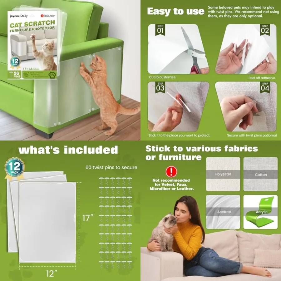 

12-упак. самоклеящаяся односторонняя защита для дивана для защиты мебели от царапин для кошек, защита для мебели от царапин кошек