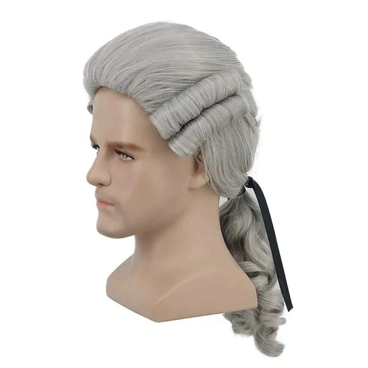 White Curly Tubular Fluffy Braid Synthetic Wig Medieval Judge Style Cosplay Movie Costume Hair Wig for Women image 6