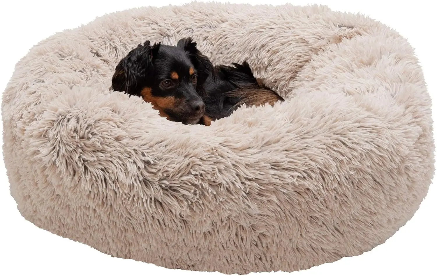 

Cozy Round Dog Bed for Small/Medium Pets, Washable Cover, Taupe Color, Up to 45 lbs