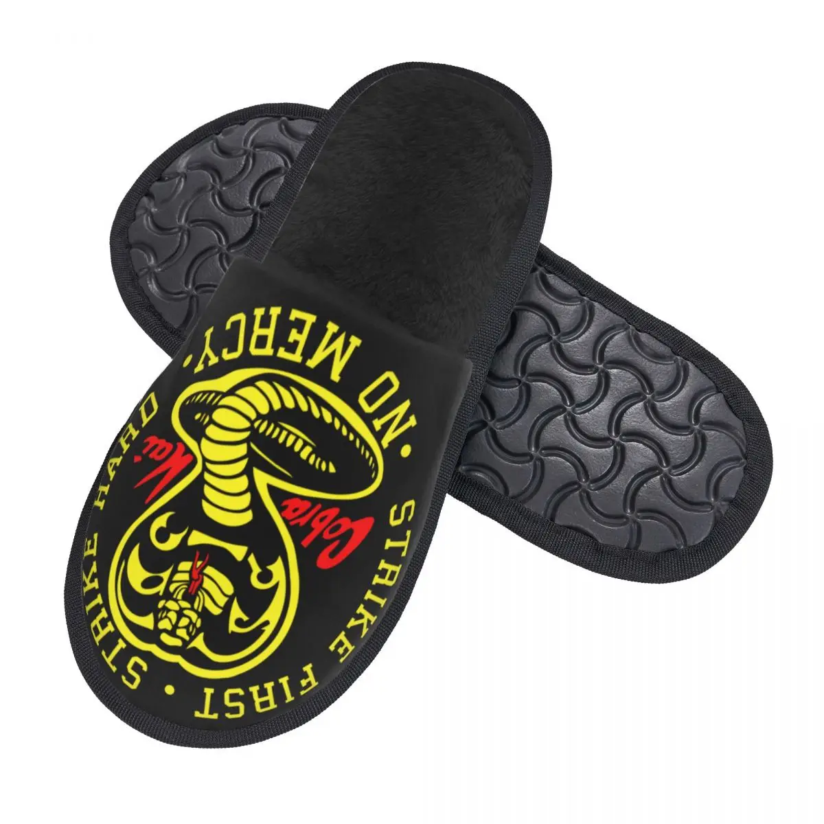 Custom Cobra Kai The Karate Kid House Slippers Soft Warm Strike First Strike Hard Movie Memory Foam Fluffy Slipper Indoor Shoes