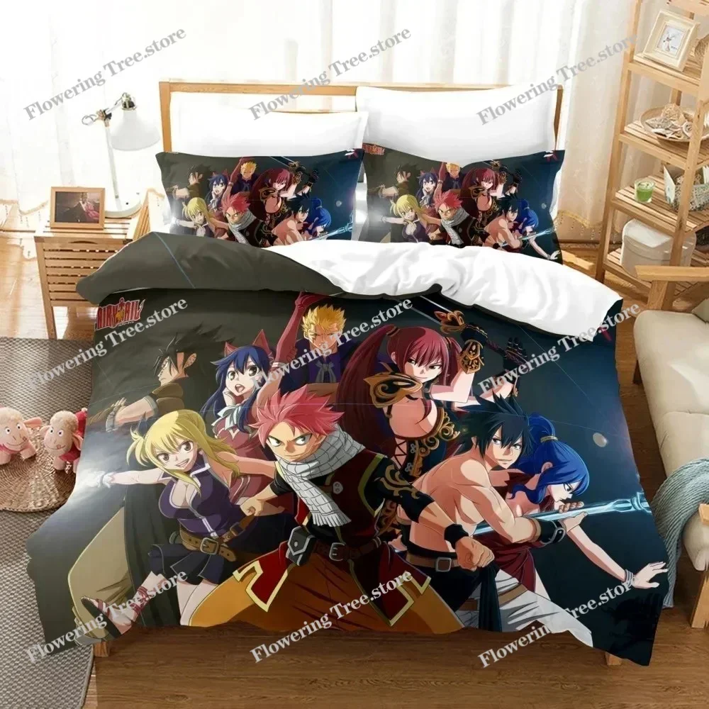 

3D Print Fairy Tail Anime Bedding Set Duvet Cover Bed Set Quilt Cover Pillowcase Comforter king Queen Size Boys Adult Bedding029