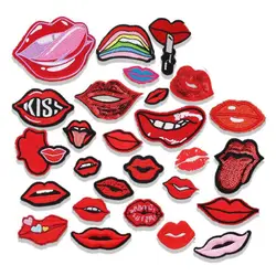 Cartoon Mouth Patches Iron On Lip Stickers for Clothing Backpack Hats Shoes Decoration DIY Sewing Jeans Coats Pants Shirts Badge