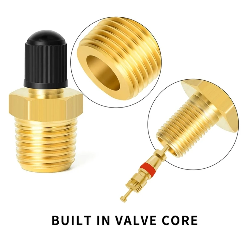 Air Compressor Tank Fill Valve NPT Schrader Brass Tank Fill Valve Schrader Tank 1/4 NPT Brass Valve D7YA