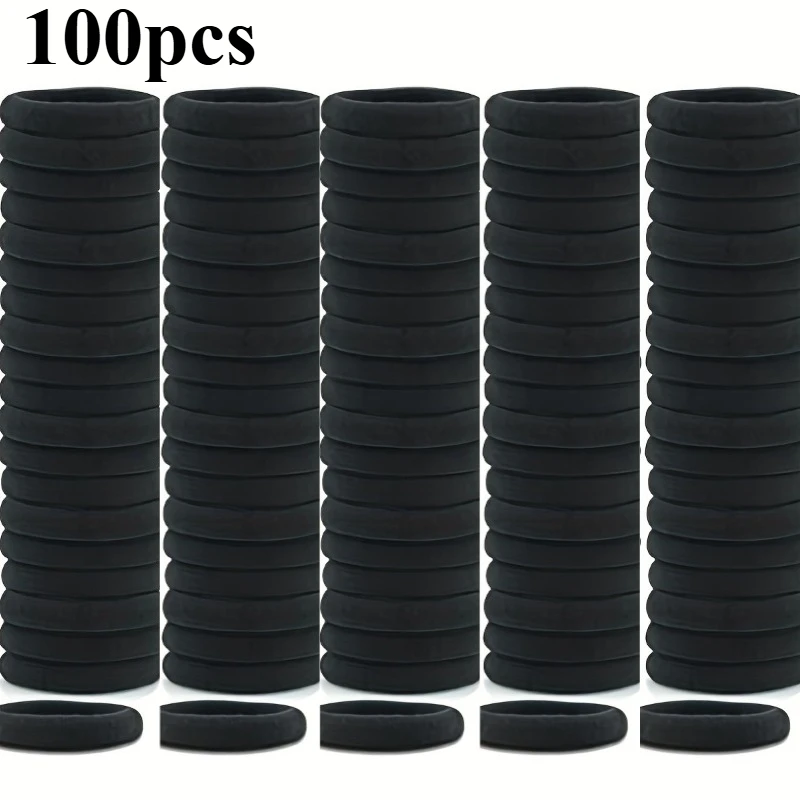 

High-Elasticity Black Hair Bands – Dent-Free Ponytail Holders, 100-Pack for All Hair Types & Workouts