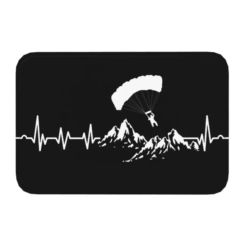 Heartbeat Paraglider Adventure Paragliding Floor Door Bath Kitchen Mat Anti-Slip Indoor Doormat Garage Entrance Rug Carpet