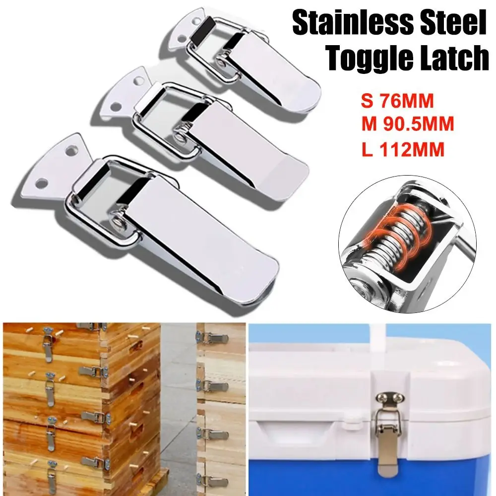 Furniture Fitting Stainless Steel Spring Loaded Latch Silver Durable Toggle Latch Spring Lock Case Chest Cabinet