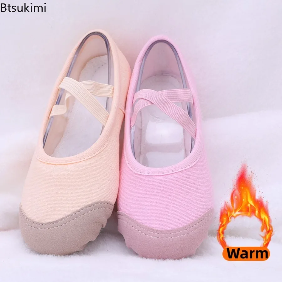 Children Girls Fleece-lined Ballet Shoes Soft Sole Warm Dance Shoes Adult Ballet Slippers Indoor Yoga Gym Dance Practice Shoes