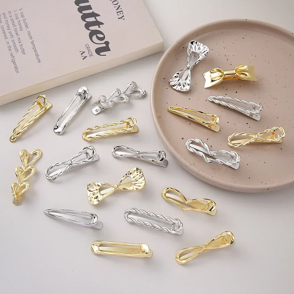 Exquisite Gold Silver Metal Hollow Hair Clips Sweet Cool Bangs Clip Forehead Broken Hair Duckbill Clip Hairpin Style Headdresses